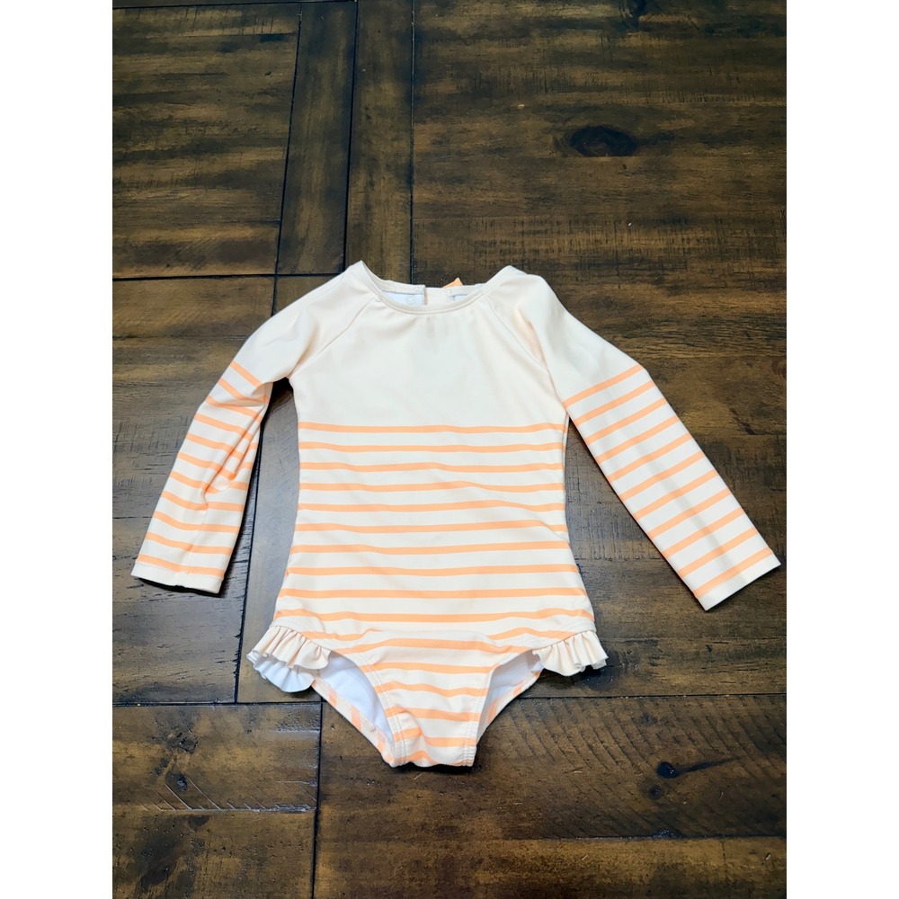 Modern Moments by Gerber Toddler Girls Striped Long Sleeve Swimsuit Peach 2T‎
